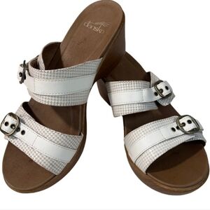 DANSKO Sandals White Slip-on Wedge Platform Clogs